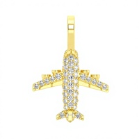 Collier pendentif en or 14 carats avec diamant naturel, design unique et tendance, petit avion glacé, bijoux personnalisés, cadeau pour enfants
