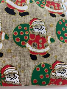 Sac cadeau de Noël Sanas avec cordon de serrage, sac en lin professionnel de designer en gros, impression colorée - Product Image 6