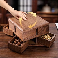 Nouveau plateau en bois massif de Style chinois rotatif boîte de rangement de fruits secs et de collations pour la maison salon Table basse graines de melon bonbons