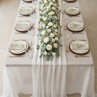 Nappe Rectangulaire Unie en Lin Tissé Ultra Fin Effet Lin pour Mariage, Banquet, Fête en Plein Air, Décoration Intérieure - Vente en Gros