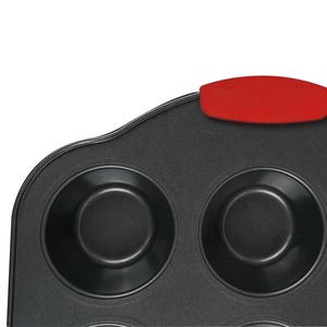 Moule à cupcakes rond à 6 cavités en acier au carbone antiadhésif écologique de conception nouvelle avec poignée en silicone - Product Image 6