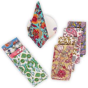 Servilletas con estampado de bloques, servilletas florales rojas y blancas, tela de lujo para decoración de mesa de boda, regalo de inauguración de casa, servilletas reutilizables con estampado de bloques - Product Image 3