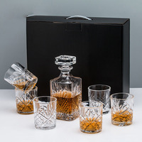 Juego de Cajas de Regalo De Madera personalizadas Premium con vasos de whisky transparentes al por mayor decantador y grabado