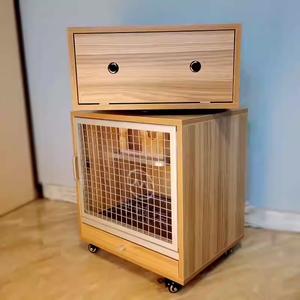 บ้านแมวไม้ทรงบ้านพร้อมไฟ LED คอนโดแมวหลายชั้นพร้อมล้อเลื่อนและพื้นที่ให้อาหาร บ้านแมวไม้แบบกำหนดเองได้ - Product Image 3