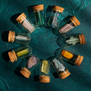 Musée naturel dans la bouteille 25 sortes de spécimens minéraux bruts en cristal naturel Ornements de table Collection de minerai d'améthyste - Product Image 2