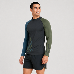 Maglietta Rash Guard Personalizzata da Uomo a Maniche Lunghe con Stampa Digitale UPF 50 Resistente al Cloro in Nylon Piccolo MOQ per Surf e Spiaggia - Product Image 3