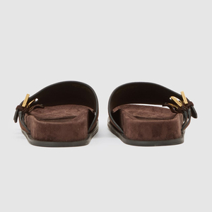 <span class=keywords><strong>Sandalias</strong></span> de gamuza personalizadas con plataforma y correa de hebilla para mujer, al por mayor, tallas grandes, color marrón tostado, zapatos de playa de verano - Product Image 6