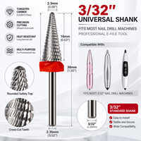 Fraise à ongles professionnelle 5 en 1 en carbure pour découpe transversale, 2,35 mm, avec emballage personnalisé et logo