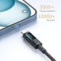 Cable de Datos USB C a USB C PD 100W, Cable de Carga Rápida con Pantalla Digital y Trenzado de Nailon, 5A Tipo C, Totalmente Compatible con iPhone y Samsung, 1m 2m