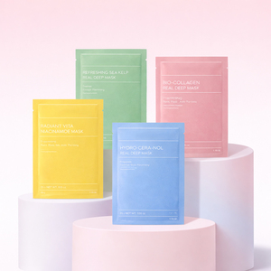 Lot de 4 masques en feuille bio-collagène hydrogel pour le visage, masque de nuit réparateur pour minimiser les pores, marque privée - Product Image 1