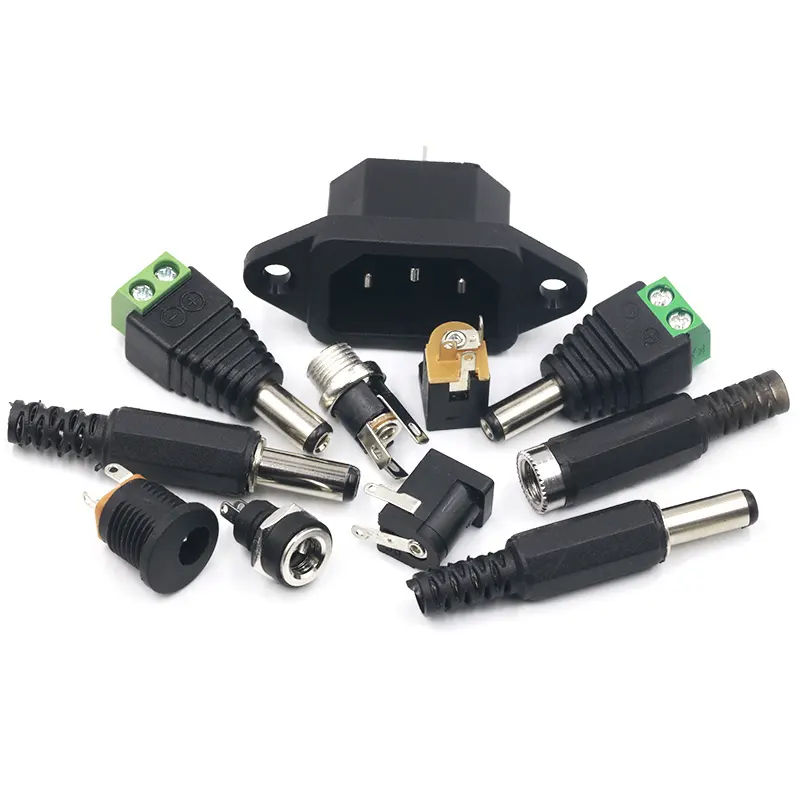 wholesale DC Connectors Male Female 5.5 x 2.1mm/2.5mm DC Power Jack Plug Adapter for DIY Cctv Camera Security System Accessories