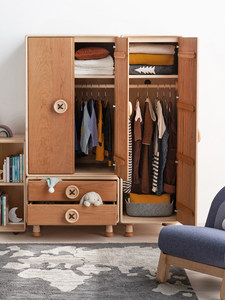 Armoire pour enfants en bois massif de style nordique simple, avec plusieurs compartiments, pour chambre d'enfant - Product Image 5