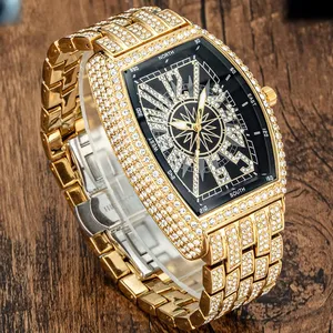 MISSFOX – montre de luxe à Quartz avec boîtier en or 18K bling-ed, diamant glacé, Hip Hop pour hommes, horloge, V319, nouvelle collection