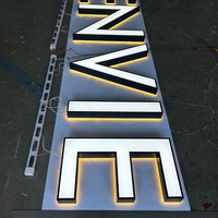 Lettres de signalisation LED 3D, éclairées par l'avant et le dos, halo lumineux, lettres personnalisées avec logo, face en acrylique, acier inoxydable