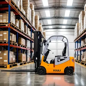 Mini Electric Forklift 1000kg Forklift Battery 1 Ton Fork Lifter Truck With 3 Stage Mast