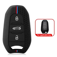 Housse de clé en silicone, étui de clé, porte-clés pour Peugeot 3008 307 308 207 208 407 508 206 2008 301 5008 pour Citroën C2 C3 C4 C5