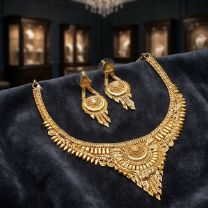 Wholesale Fashion Jewelry 14K 18K 24K Gold Plated Floral Design Forming Jewelry Set Traditional Brass Gold Filled Necklaces Set - Product Image 4
