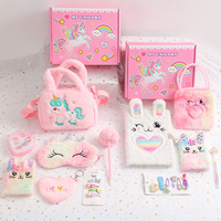 Coffret Cadeau Mini Licorne Rose pour Enfants – Ensemble de Cahiers Scolaires à Couverture Tissée et Reliure Piquée pour la Rentrée des Classes