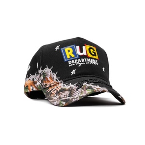 Sombrero G5 Gorras Fino Hats Dobby Gorra de béisbol deportiva de gamuza con bordado 'RUG Department' y detalles de camuflaje con púas, tejido común - Product Image 3