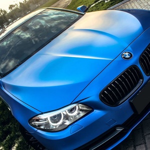 1.52 X 17m Matte Metal Light Lake Blue Chrome Vinyl Car Wrapped in Airless Foam Matte Satin Blue Vinyl Protective Film - Product Image 2