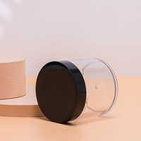 Pot en plastique transparent de 500 ml (16 oz) de qualité supérieure, à paroi épaisse et à large ouverture, avec couvercle noir, pour gommage corporel et cosmétiques