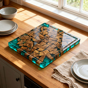 ג 'ל עץ זית אפוקסי שרף עץ קצוצה בלוק חיתוך לוח חיתוך בלוק עבור עץ זית מטבח עץ זית ואפוקסי שרף אפוקסי - Product Image 3