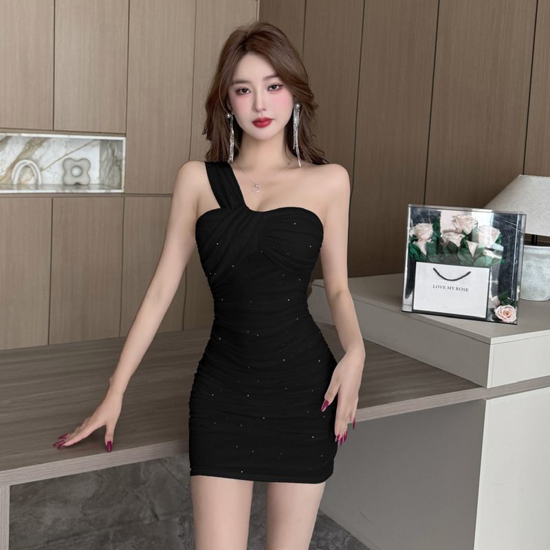 Model 4909 Summer One Piece Dresses Women Girl Sexy Mesh Off-Shoulder  Sleeveless Hip-Hugging Suspender Evening Dress| Alibaba.com