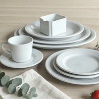 Ensemble de vaisselle blanche, assiettes en céramique, bols et plats, assiettes à dîner, bols à salade et à soupe, ensemble de vaisselle de restaurant