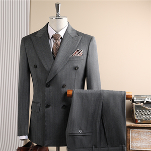 Premium Wool Blend Suit <strong>for</strong> <strong>Men</strong> Double Breasted 2 Piece Slim Fit Italian Style Business Formal Wedding Groom Anti-Wrinkle <strong>Blazer</strong> - Product Image 2