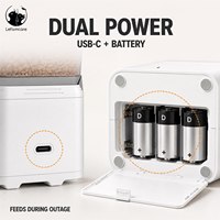 Comedero Automático para Gatos de 4L con Batería de Respaldo, Alimentación por USB-C en Caso de Corte de Energía, Programación de Comidas