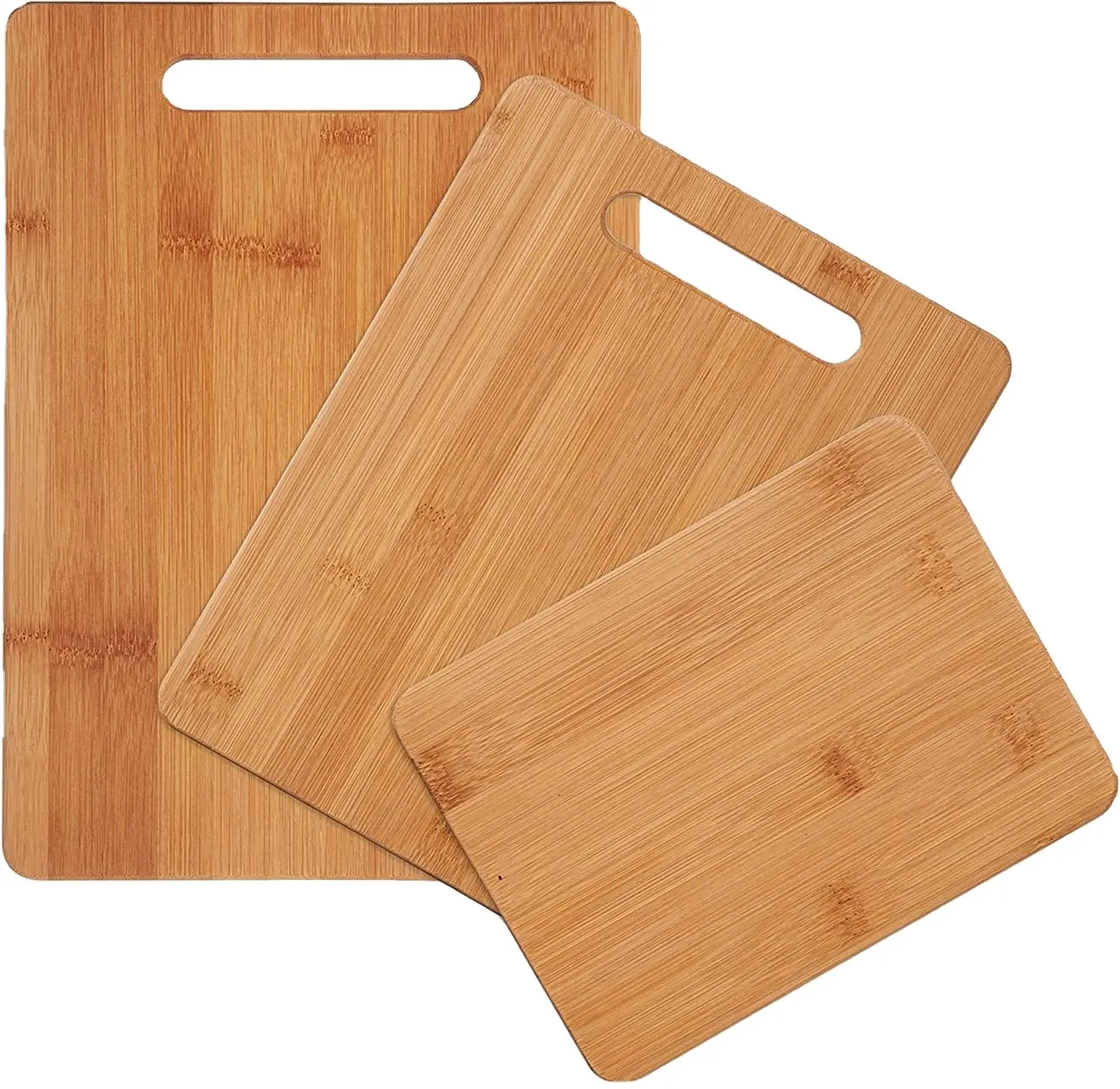 Bamboo Cutting Board Set - Wooden Cutting Boards for Kitchen, Chopping Board for Meat, Vegetables, Fruits, Cheese with Handles