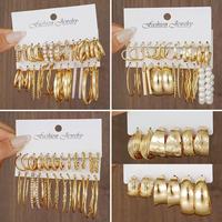 Pendientes de Aro Chapados en Oro de Moda, Juego de 42 Pendientes, Joyería de Perlas, Diseño Elegante y Lujoso para Mujer