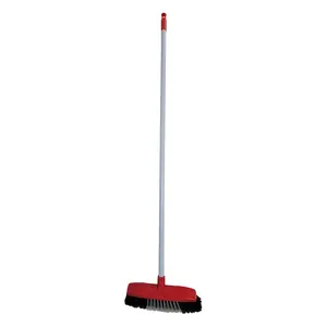 Multi Surface Plastic Push Broom Plastic Pp Pet Fine Stiff Bristle Push Broom Garage Street Floor Push