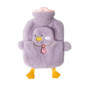 Bouteille d'eau chaude en peluche en forme de canard, violette, remplissable, chauffe-mains, chauffe-pieds, pour lit, chauffe-tout le corps, hiver 2024 - Product Image 1
