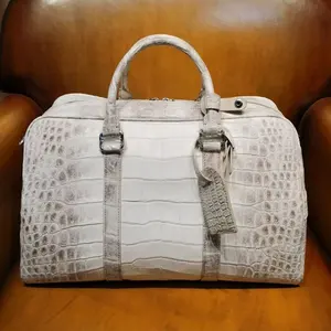 Luxusklo krokodilleder-Duffel-Tasche Wochenendtasche weißes Krokodilleder-Reisetui kundenspezifisches Gepäck große Kapazität Taschen Koffer