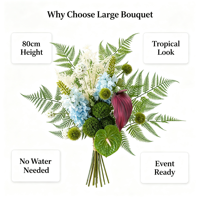 Nouveau design, bouquet de fleurs artificielles de jacinthe de printemps et d'anthurium, plantes vertes, pour cadeau, bouquet de mariée, décoration de vase