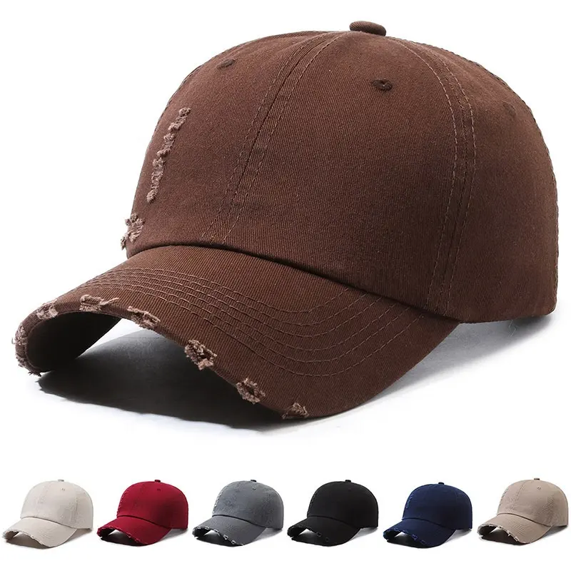 ปรับUnisexแฟชั่นเบสบอลหมวกVINTAGE Distressedล้างผ้าฝ้ายหมวกพ่อกีฬาเบสบอลหมวก