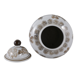 Vaso Decorativo in Ceramica Stile Chinoiserie con Coperchio per Arredamento Casa, Soggiorno e Ufficio - Product Image 6
