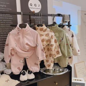 New Casual Cartoon Children's Fleece-Lined Stand Collar <strong>Jacket</strong> Boys Girls Baby Autumn Winter Double-Sided Fleece Thickened Warm - Product Image 1