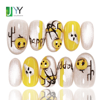 Lot de faux ongles en gel 3D Kawaii pour filles, vente en gros, mignons, courts, faits à la main, en acrylique, design Halloween Anime, fournitures