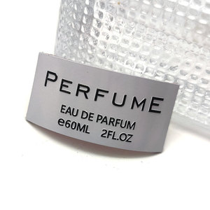 Plaque métallique pour flacon de parfum, Eau de Parfum 60 ml, étiquette en aluminium courbée, logo estampé pour emballage cosmétique - Product Image 3