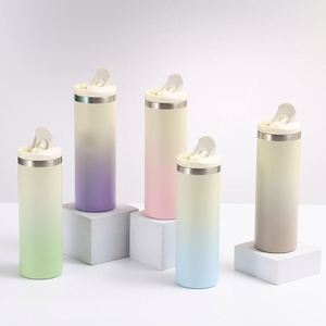 กระติกน้ำสุญญากาศสแตนเลสสองชั้นขนาด 16 ออนซ์ สีผสม แบบตรง พกพาสะดวก - Product Image 4