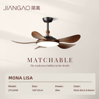 Ventilateur de plafond vintage en bois avec support de suspension, 5 pales, diffuseur en verre dépoli, éclairage LED dimmable pour plafond haut