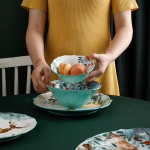 Ensemble de vaisselle en céramique Forest Story, série cerf, saladier, plat à soupe, plat à riz au four - Product Image 6