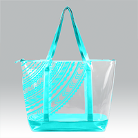 Sac fourre-tout en PVC transparent coloré personnalisable, imperméable, avec fermeture éclair, motif géométrique, haute qualité, multifonctionnel, portable