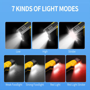 Lampe de travail multifonctionnelle Strong Wolf COB 18650 rechargeable portable, double source lumineuse rouge et blanche avec clip et aimant - Product Image 4