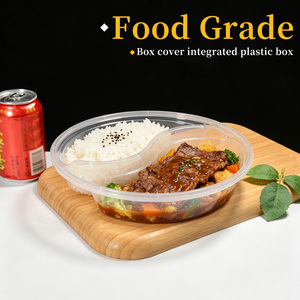 Contenitore per Alimenti Rotondo a 2 Scomparti in PP per Alimenti, Scatola da Asporto per Verdure, Insalata, Frutta, Pollo Fritto, Patatine Fritte - Product Image 2