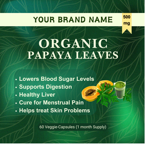 Capsules de feuilles de papaye organiques naturelles 100% pures indiennes de haute qualité pour la digestion approvisionnement direct de marque privée personnalisée en provenance d'Inde - Product Image 2