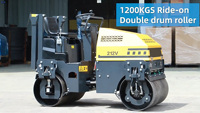 Rouleaux vibrants de tambour de double de 1 tonne avec le moteur diesel et la puissance 12HP évaluée