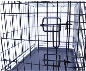 24x16.7x19インチ耐久性のあるダブルドア犬ケージ折りたたみ式金属ワイヤー犬用クレートトレイ付き溶接ペット犬用ケージフェンス - Product Image 6